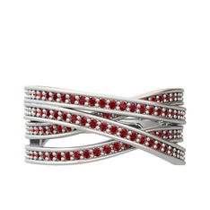 Garnet 14 ayar beyaz altın yüzük