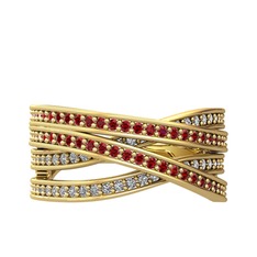 Rhys Yüzük - Garnet ve pırlanta 925 ayar altın kaplama gümüş yüzük (0.484 karat) #1wfxbzk