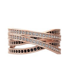 Rhys Yüzük - Swarovski ve siyah zirkon 18 ayar rose altın yüzük #1xkcluo