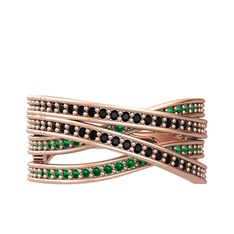 Rhys Yüzük - Siyah zirkon ve yeşil kuvars 14 ayar rose altın yüzük #6nvopw