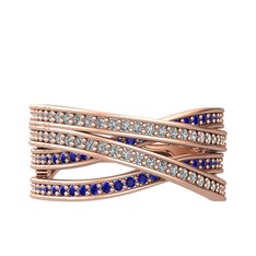 Rhys Yüzük - Pırlanta ve lab safir 18 ayar rose altın yüzük (0.484 karat) #6turox