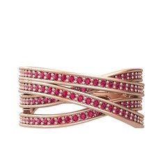 Rodolit garnet 925 ayar rose altın kaplama gümüş yüzük