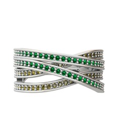 Yeşil kuvars ve peridot 925 ayar gümüş yüzük