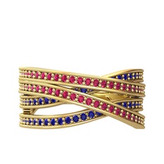 Rhys Yüzük - Rodolit garnet ve lab safir 8 ayar altın yüzük #8rwt8q