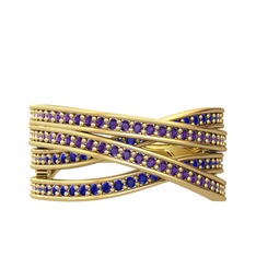 Rhys Yüzük - Ametist ve lab safir 8 ayar altın yüzük #9amukd