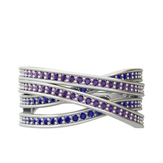 Rhys Yüzük - Ametist ve lab safir 925 ayar gümüş yüzük #b5nrx2