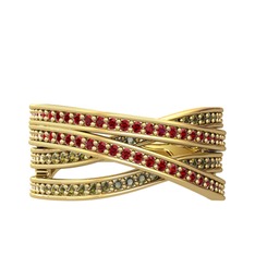 Garnet ve peridot 14 ayar altın yüzük