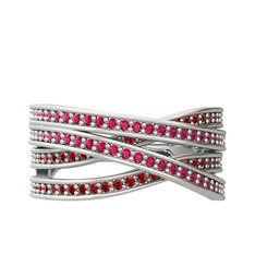 Rodolit garnet ve garnet 14 ayar beyaz altın yüzük