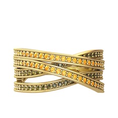 Sitrin ve peridot 8 ayar altın yüzük