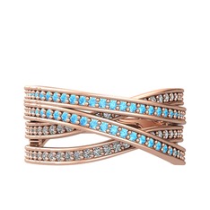 Rhys Yüzük - Akuamarin ve swarovski 14 ayar rose altın yüzük #e5p61v