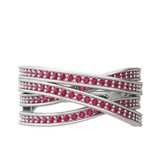Rodolit garnet 14 ayar beyaz altın yüzük