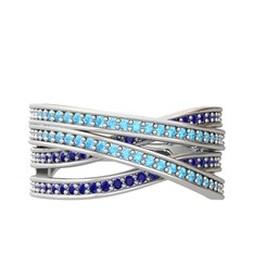 Rhys Yüzük - Akuamarin ve lab safir 925 ayar gümüş yüzük #kgxyis