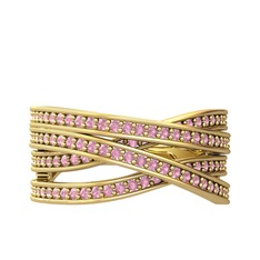 Rhys Yüzük - Pembe kuvars 8 ayar altın yüzük #m1avoi