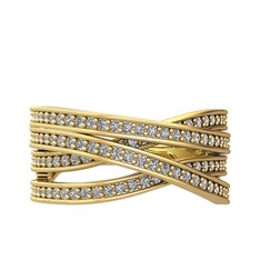 Rhys Yüzük - Swarovski ve beyaz zirkon 18 ayar altın yüzük #m9dm6z