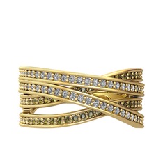 Rhys Yüzük - Swarovski ve peridot 925 ayar altın kaplama gümüş yüzük #oyb3q8