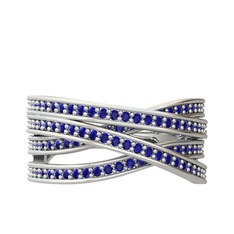 Rhys Yüzük - Lab safir 14 ayar beyaz altın yüzük #pzi88g