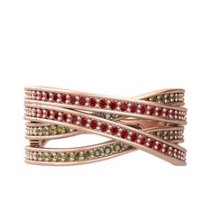 Rhys Yüzük - Garnet ve peridot 8 ayar rose altın yüzük #qjey9a