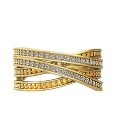 Pırlanta ve sitrin 18 ayar altın yüzük (0.484 karat)