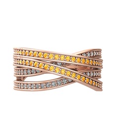 Sitrin ve swarovski 14 ayar rose altın yüzük