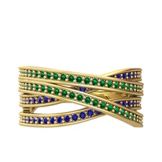 Rhys Yüzük - Yeşil kuvars ve lab safir 14 ayar altın yüzük #vudefb