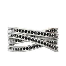 Rhys Yüzük - Siyah zirkon 18 ayar beyaz altın yüzük #w64x4z