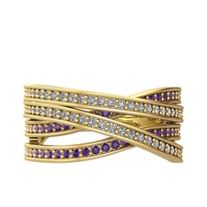 Rhys Yüzük - Pırlanta ve ametist 925 ayar altın kaplama gümüş yüzük (0.484 karat) #wzq9jc