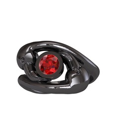 Flamingo Tektaş Yüzük - Garnet 925 ayar siyah rodyum kaplama gümüş yüzük #1axqvmf