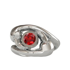 Flamingo Tektaş Yüzük - Garnet 8 ayar beyaz altın yüzük #hu5y8y