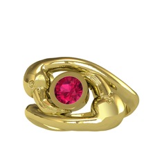 Rodolit garnet 18 ayar altın yüzük