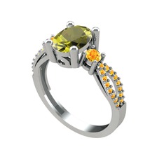 Freja Yüzük - Peridot ve sitrin 925 ayar gümüş yüzük #1007fwf