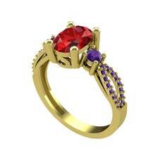 Garnet ve ametist 14 ayar altın yüzük