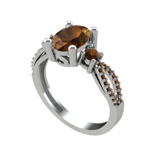 Freja Yüzük - Dumanlı kuvars 925 ayar gümüş yüzük #12c2qfp
