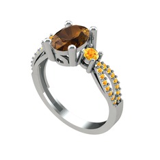 Freja Yüzük - Dumanlı kuvars ve sitrin 925 ayar gümüş yüzük #13er86z