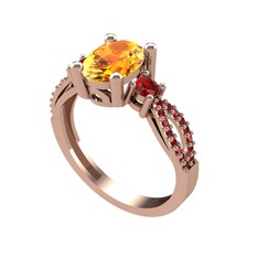 Freja Yüzük - Sitrin ve garnet 18 ayar rose altın yüzük #14354hx