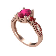 Freja Yüzük - Rodolit garnet ve garnet 18 ayar rose altın yüzük #14gh1y0