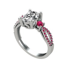 Freja Yüzük - Swarovski ve rodolit garnet 14 ayar beyaz altın yüzük #1ajibuw