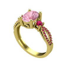 Freja Yüzük - Pembe kuvars ve rodolit garnet 8 ayar altın yüzük #1b075ca
