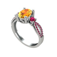 Freja Yüzük - Sitrin ve rodolit garnet 925 ayar gümüş yüzük #1bylpf8