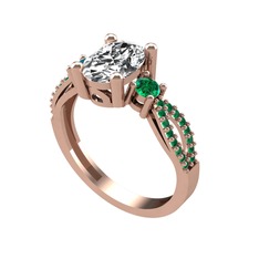 Swarovski ve yeşil kuvars 14 ayar rose altın yüzük