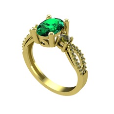 Yeşil kuvars ve peridot 14 ayar altın yüzük