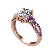 Freja Yüzük - Swarovski ve ametist 14 ayar rose altın yüzük #1jz6ngy