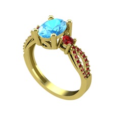 Freja Yüzük - Akuamarin ve garnet 925 ayar altın kaplama gümüş yüzük #1k7adt9