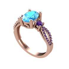 Freja Yüzük - Akuamarin ve ametist 925 ayar rose altın kaplama gümüş yüzük #1krkm2c