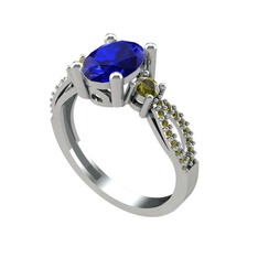 Lab safir ve peridot 925 ayar gümüş yüzük