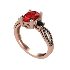 Freja Yüzük - Garnet ve siyah zirkon 18 ayar rose altın yüzük #1mhxzfh