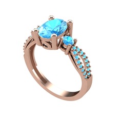 Freja Yüzük - Akuamarin 14 ayar rose altın yüzük #1mqv4um