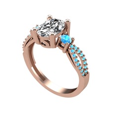 Freja Yüzük - Swarovski ve akuamarin 925 ayar rose altın kaplama gümüş yüzük #1nj9xgo