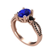 Freja Yüzük - Lab safir ve siyah zirkon 18 ayar rose altın yüzük #1nyjaqk