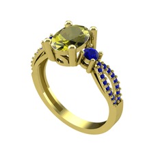 Freja Yüzük - Peridot ve lab safir 8 ayar altın yüzük #1o03k54