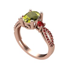 Freja Yüzük - Peridot ve garnet 925 ayar rose altın kaplama gümüş yüzük #1p4nfg8